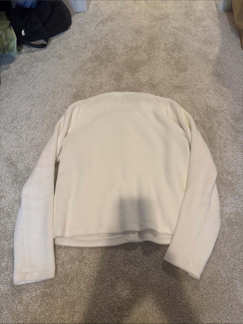 Quince Women's Cream Round-Neck Knit Cardigan with Gold Buttons - Picture 7 of 7